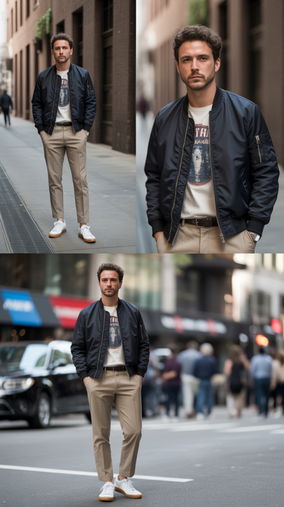 Bomber Jacket Over Graphic Tee