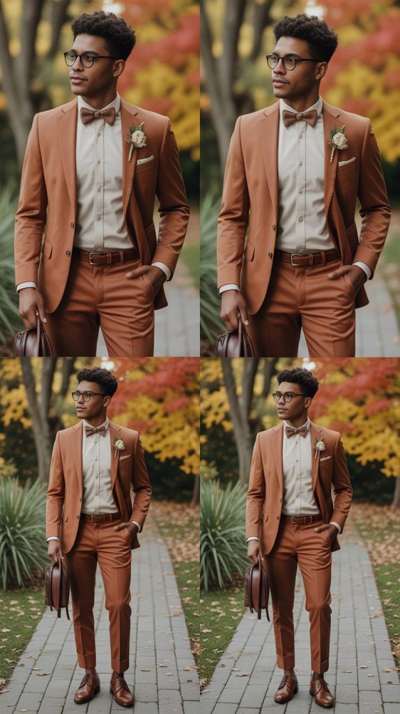Rust Orange Suit for Autumn Celebrations