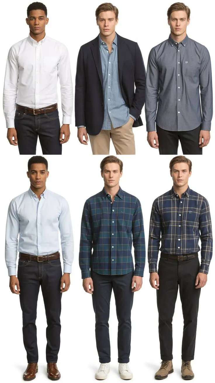 23 Long Sleeve Button Up Shirt Men Outfit Ideas