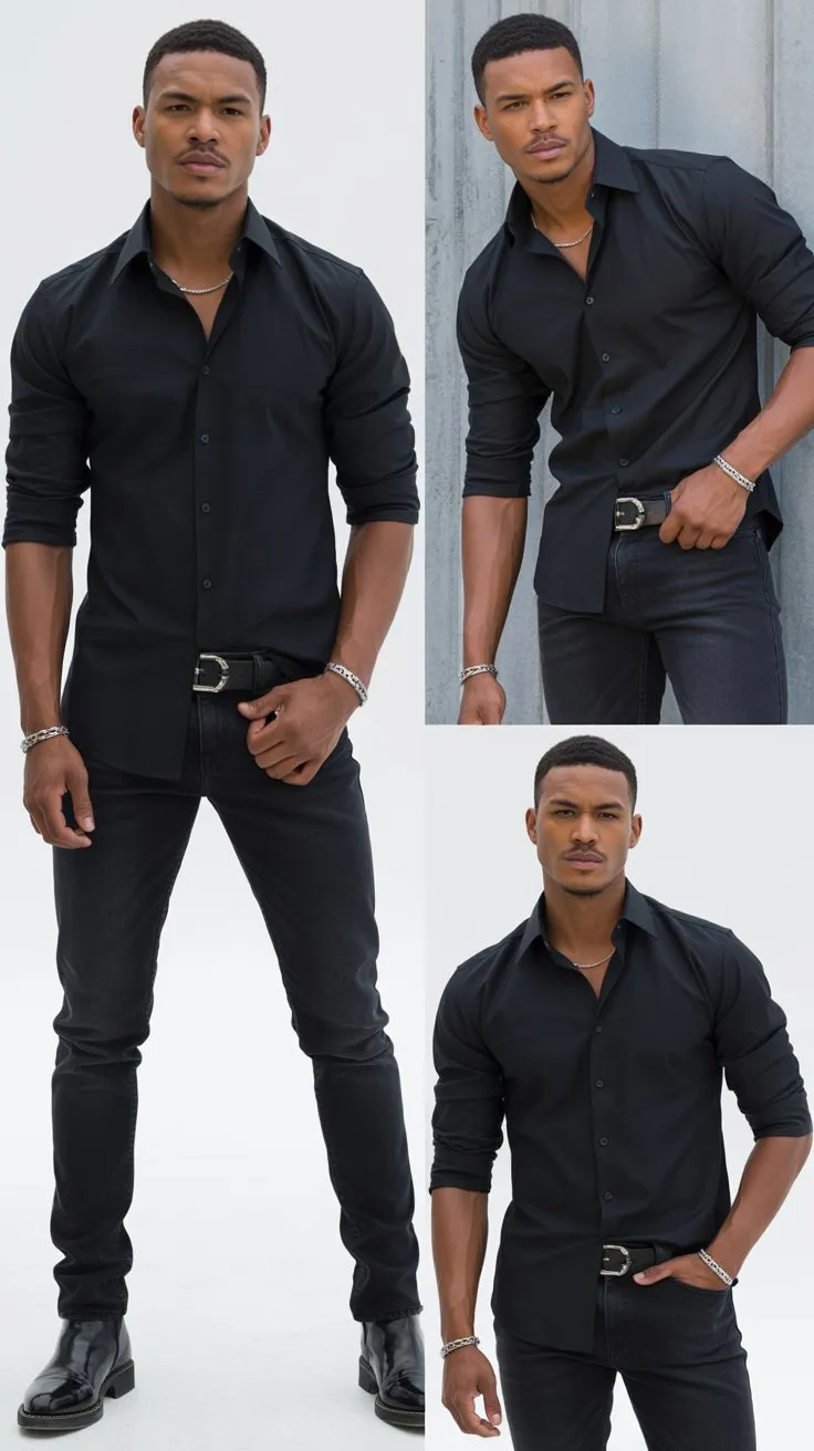 23 Black Button Up Shirt Men Outfits With Edge