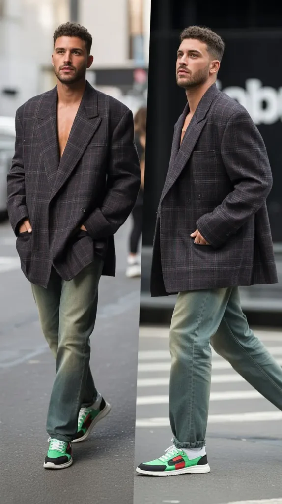 Oversized Blazer + Jorts + Statement Sneakers