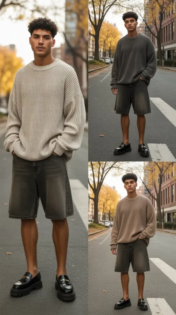Knit Sweater + Jorts + Chunky Loafers