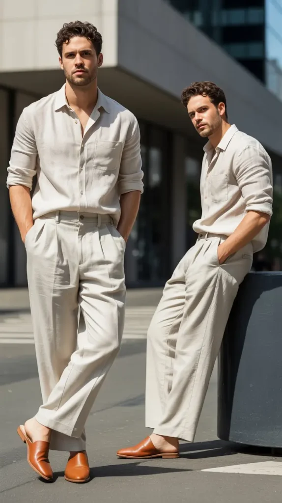 Relaxed Fit Button Up With Wide Leg Trousers