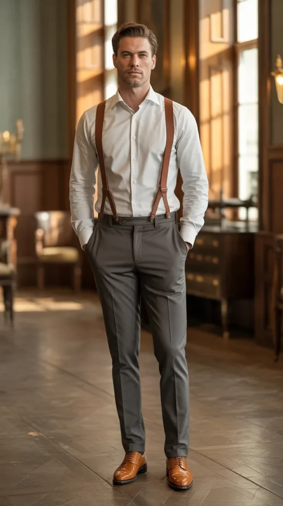 Tucked Shirt with Suspenders and Trousers — Vintage Gentleman Vibes