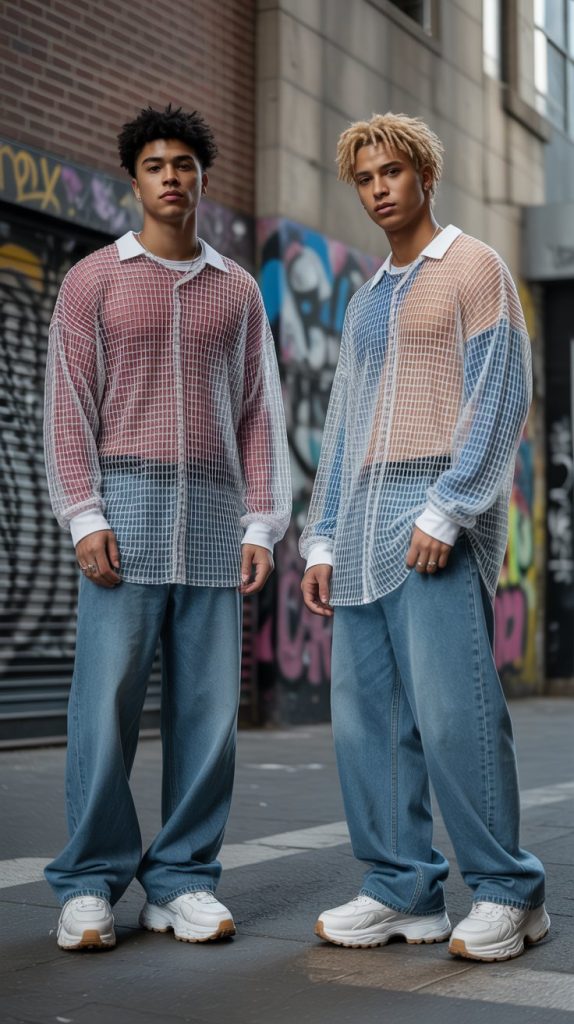  Mesh Tops Over Long Sleeve Shirts