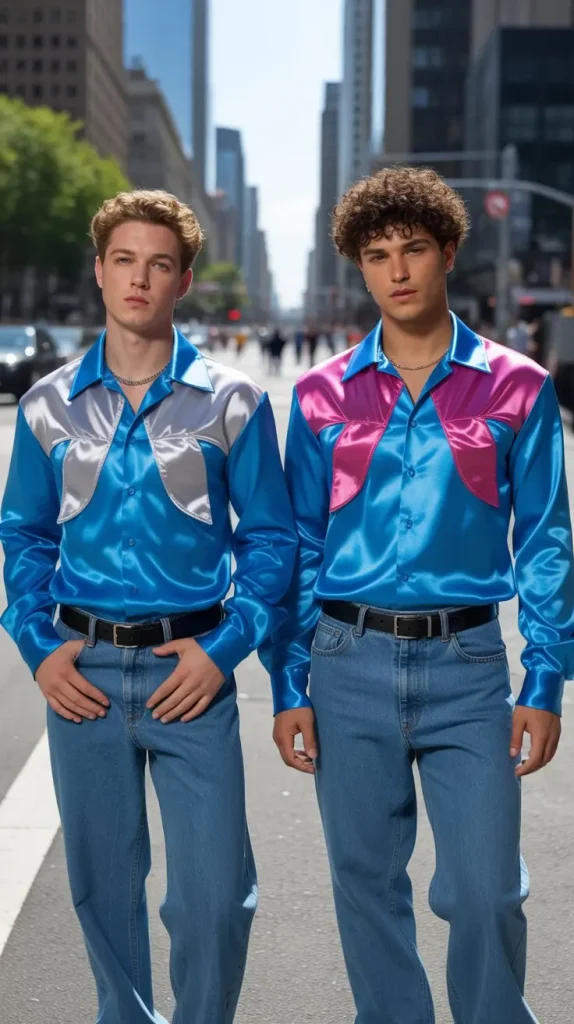Low-Rise Jeans With Butterfly Collar Shirts
