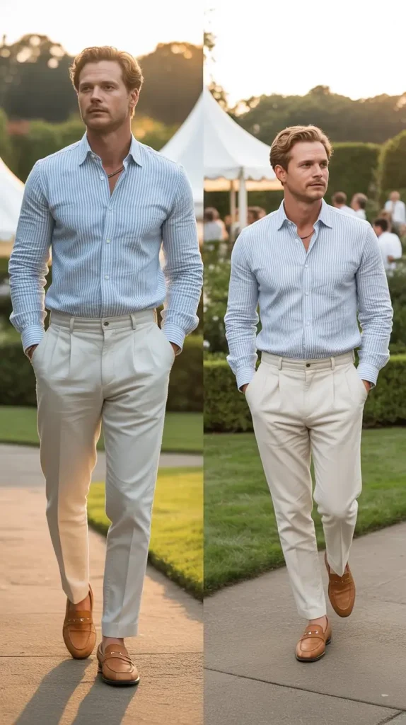 Seersucker Shirt With Linen Trousers