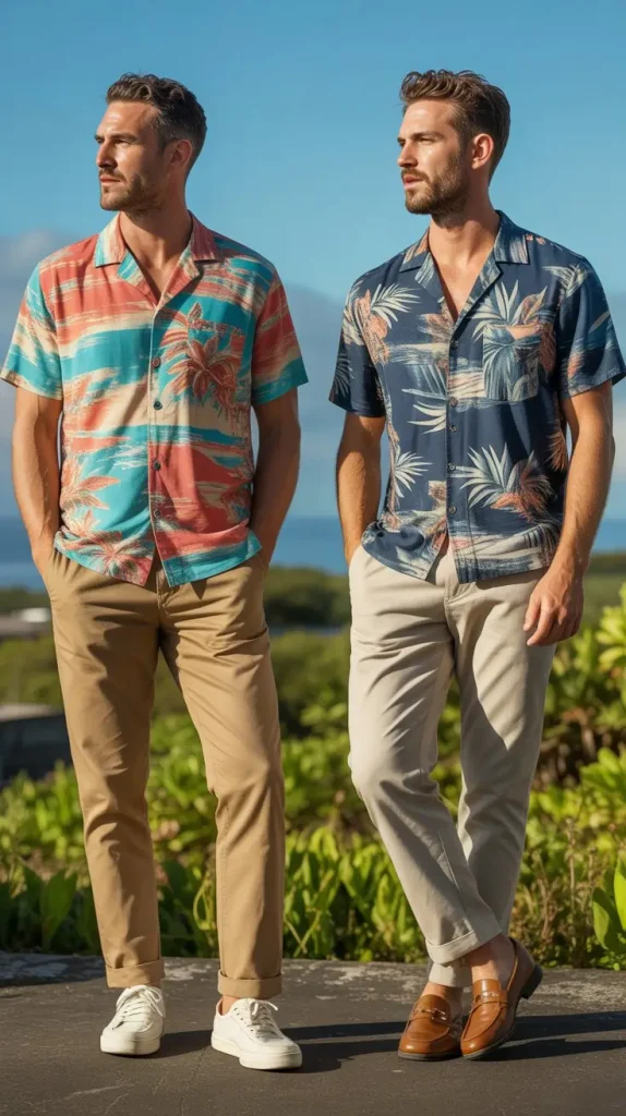 Hawaiian Button Up Shirt With Chinos