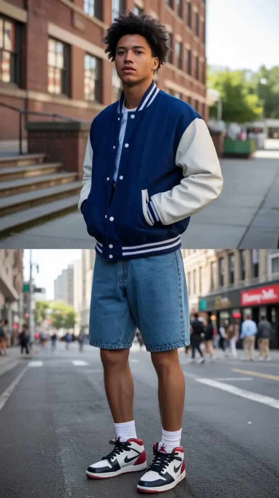Varsity Jacket + Jorts + Jordans