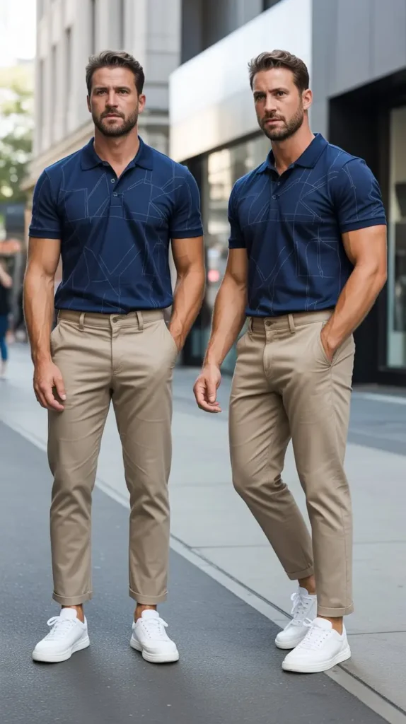  Printed Polo + Jorts + Clean Leather Sneakers