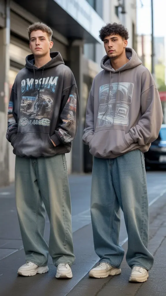 Oversized Graphic Hoodies With Baggy Jeans