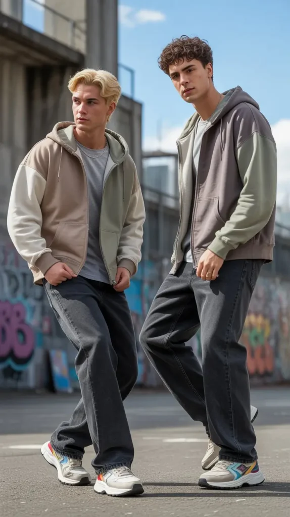 Zip-Up Hoodies Over Long Sleeve Shirts