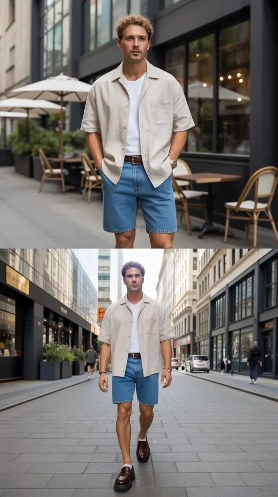 Boxy Linen Shirt + Jorts + Loafers