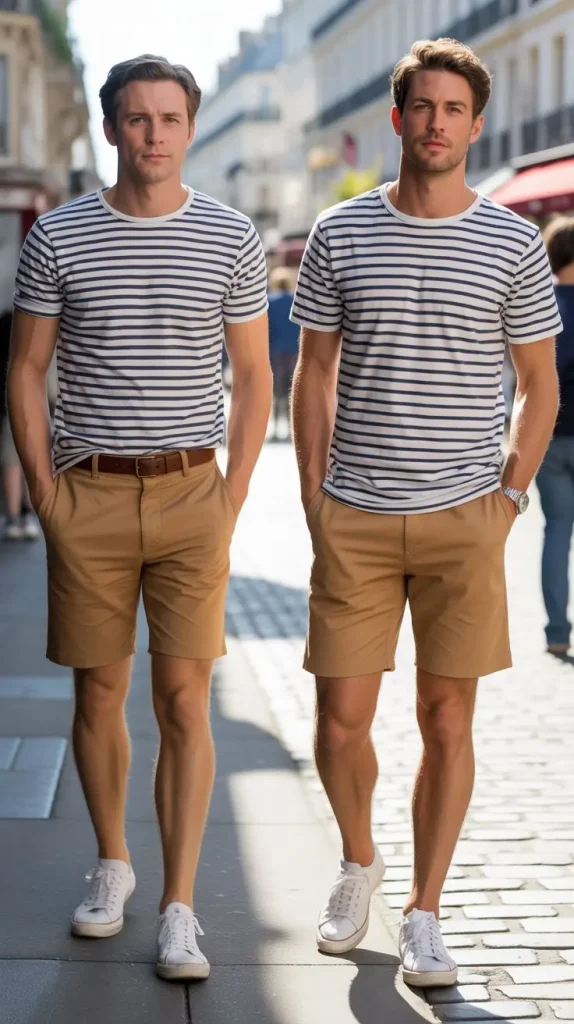 Striped Tee + Chino Shorts — The French-Inspired Casual