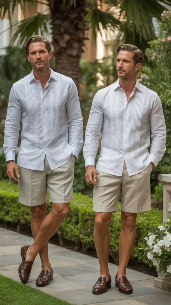Guayabera Shirt With Linen Shorts