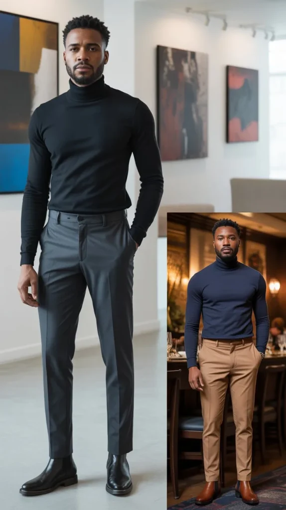 The Turtleneck and Tailored Trousers Combo