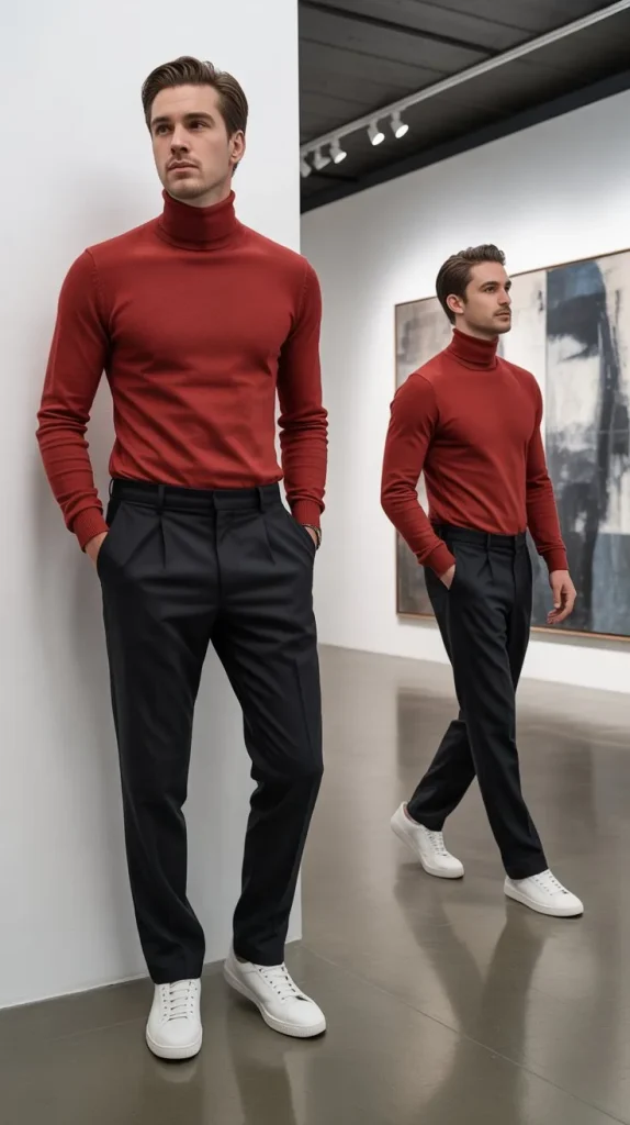  Red Turtleneck for Sophisticated Street
