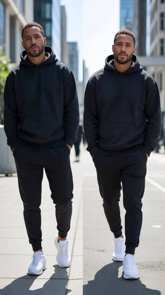 Black Streetwear With White Sneakers