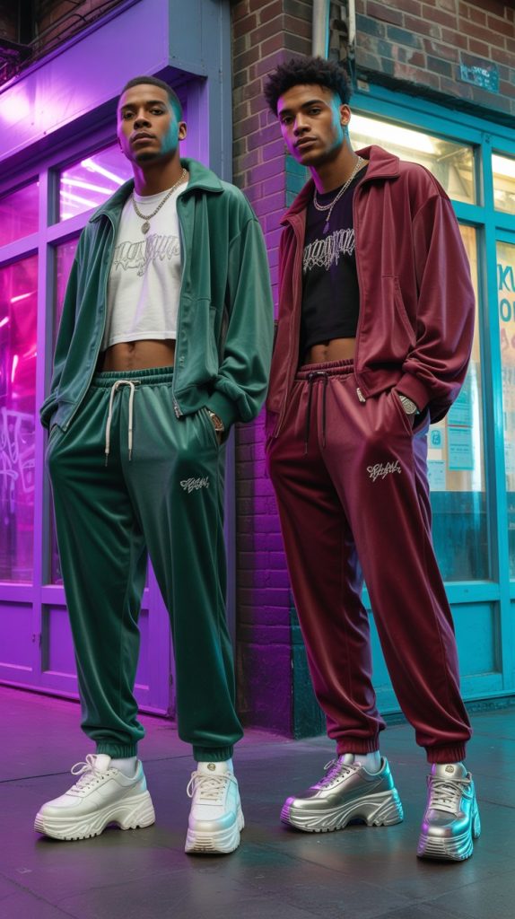 Velour Pants With a Cropped Graphic Tee