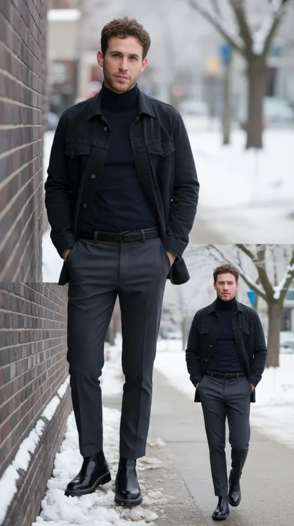 Black Shirt With a Turtleneck Underneath