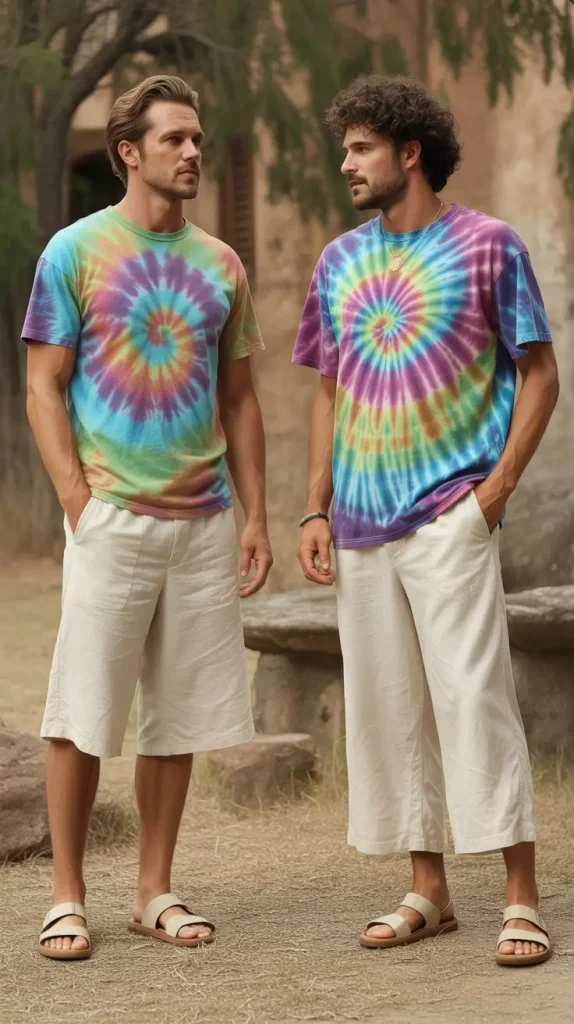 Tie-Dye Tee + Wide-Leg Shorts — The Boho Street Expression