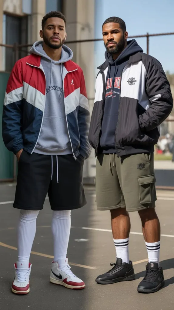  Zip-Up Track Jacket + Hoodie + Sweat Shorts with Tall Socks