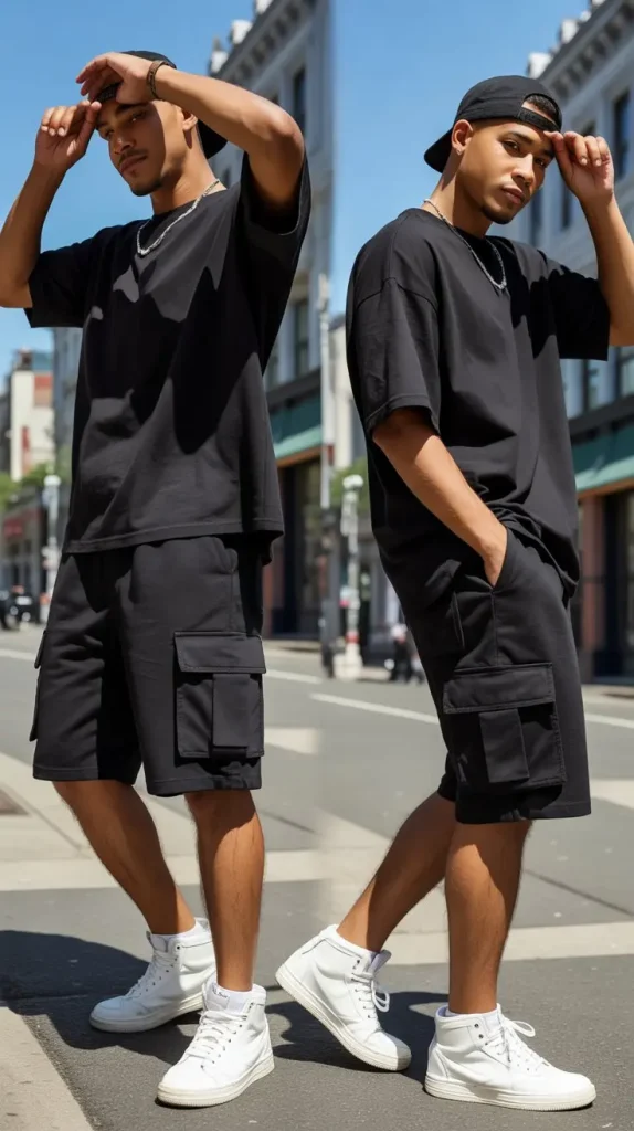 Black Streetwear Shorts Outfit