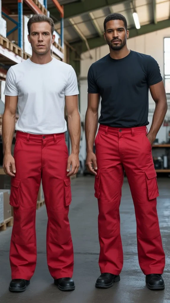  Red Cargo Pants with Basic Top