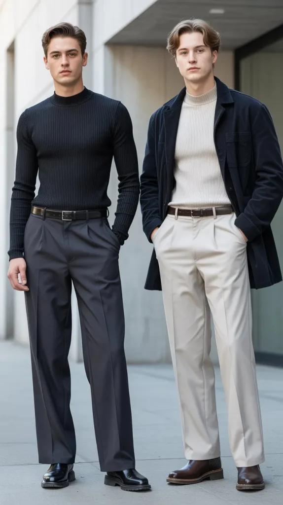Wide-Leg Dress Pants With a Mock Neck Top