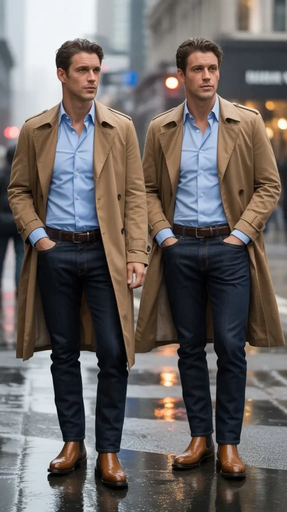 Long Sleeve Shirt With Trench Coat Layering