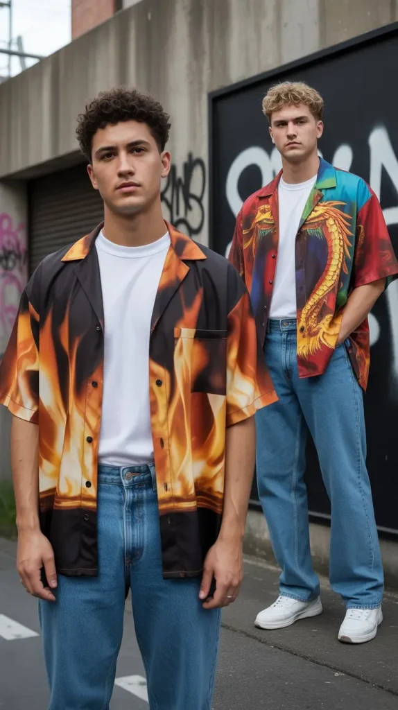  Printed Flame or Dragon Shirts