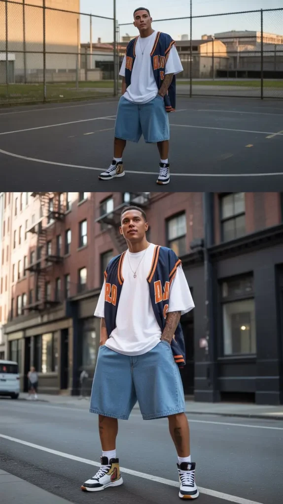 Basketball Jersey + Jorts + Retro Basketball Sneakers