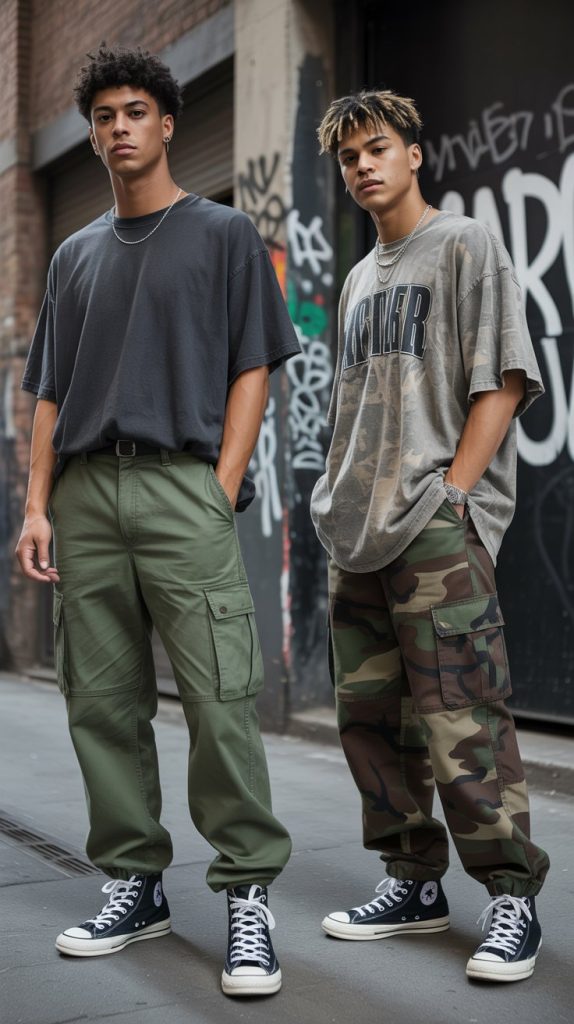 Army Fatigue Pants With a Band Tee