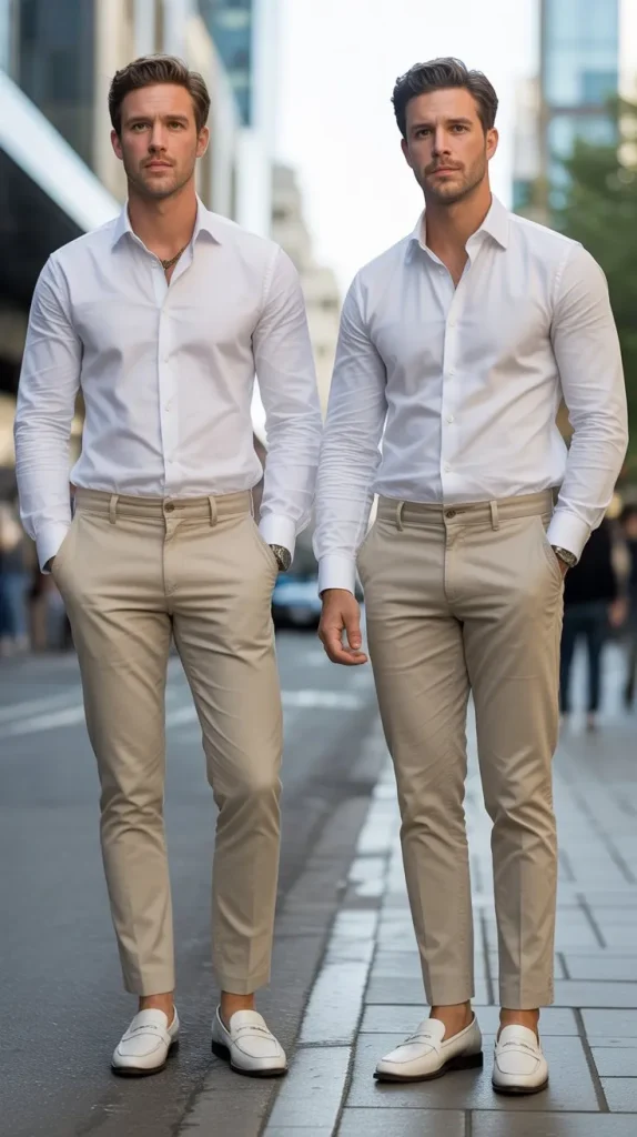 The Classic White Button Up With Slim Chinos