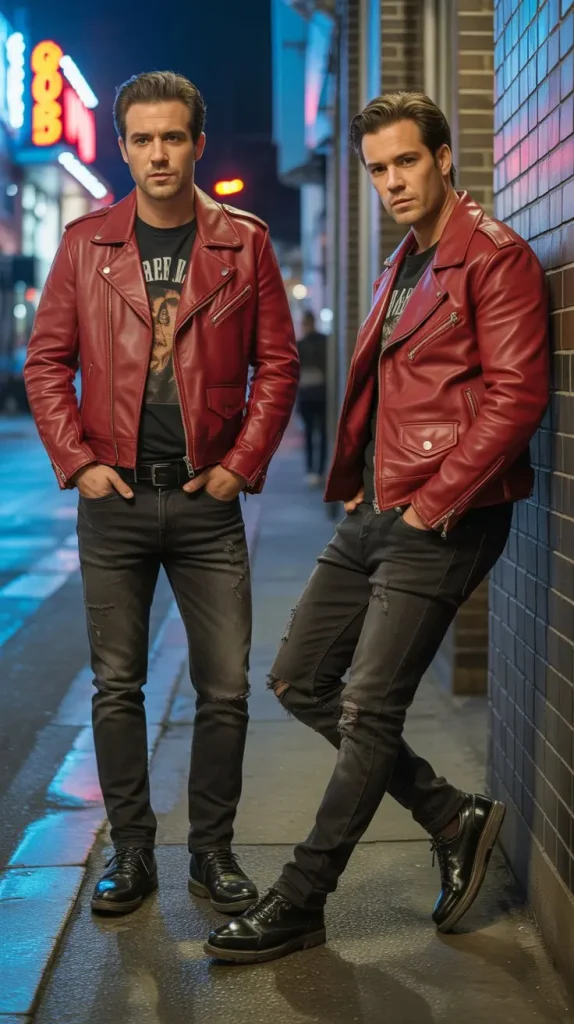 Red Leather Jacket for Edgy Appeal