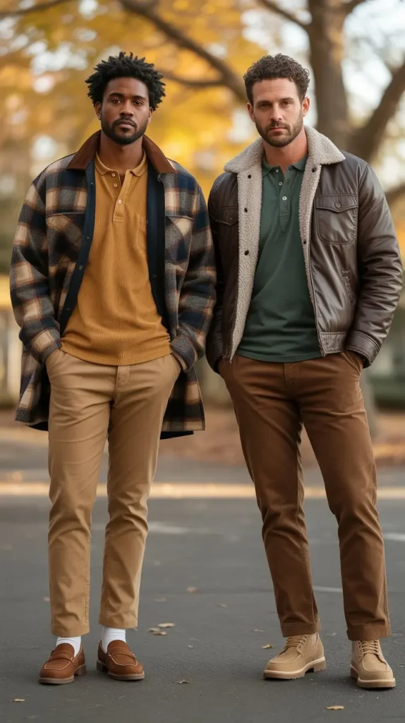 Long Sleeve Henley + Shacket + Slim Corduroys