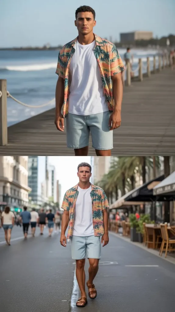 Hawaian Shirt + Jorts + Sandals