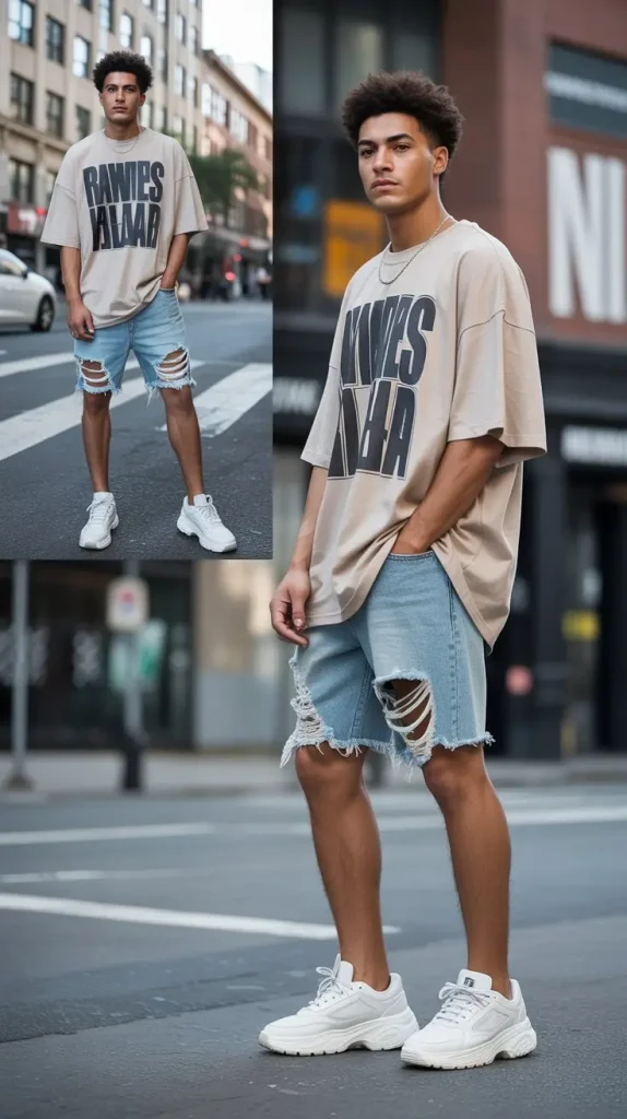 Oversized Graphic Tee + Jorts + Chunky Sneakers