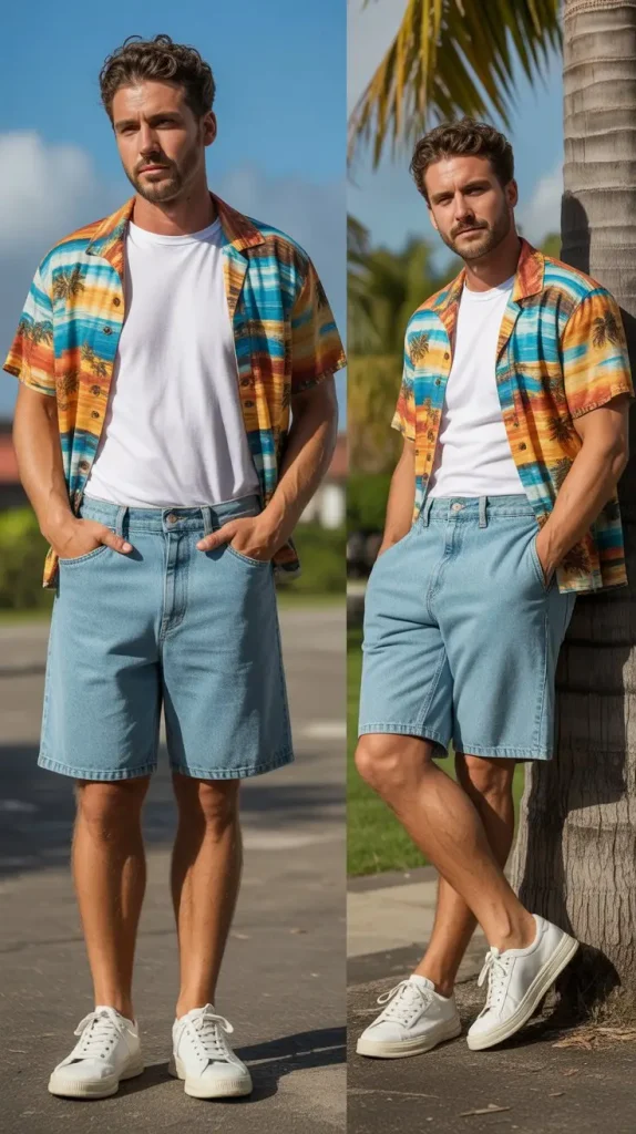 Hawaiian Shirt + Denim Shorts — The Retro Summer Staple