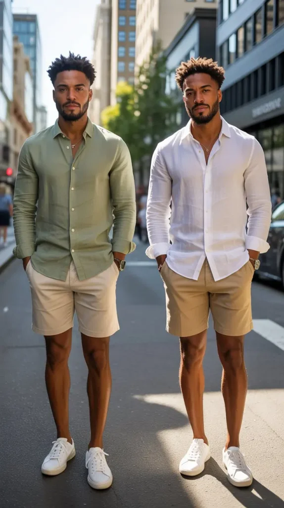 Linen Shirt and Tailored Shorts for Summer Street Style