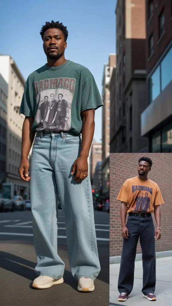 Vintage Graphic Tee and Wide-Leg Denim